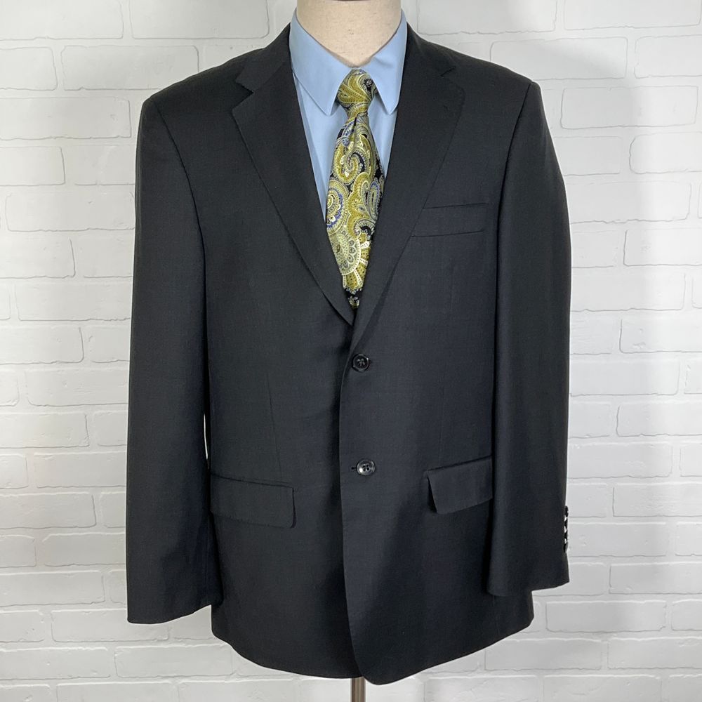 Jhane Barnes Blazer Men 42R Gray Canvas Tailored Super 140s Wool Cashmere Jacket